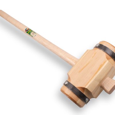 Houten ronde sleg met ovale ATLAS steel 100cm