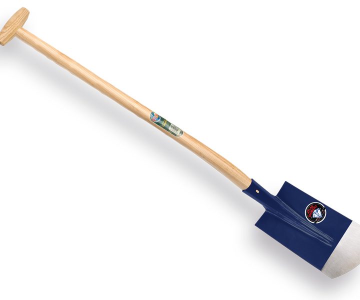 Kabelschop ATLAS DIAMANT blauw 16cm, 3/4 opgebogen, spits met ATLAS schopsteel 110cm