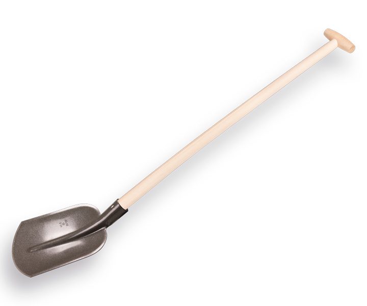Steekbats 1/4 00 grijs gelakt, met essen PE schopsteel 100cm ongewaxt
