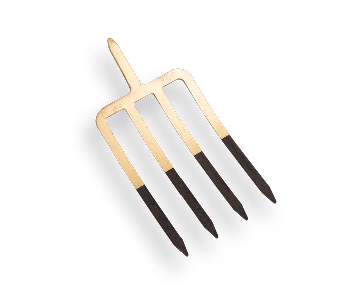 Spitvork OFFNER brons 4 tands, 25cm met stift