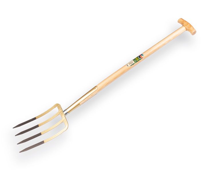 Spitvork OFFNER zwaar 4 tands 27cm, brons met steel 85cm