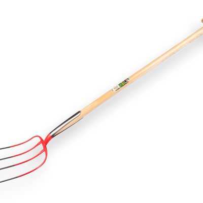 Mestvork OFFNER rood 4 tands, met dubbele veer, met T-steel 100cm