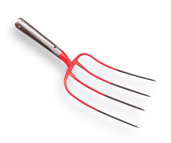 Mestvork OFFNER rood 4 tands, met dubbele veer, zonder steel