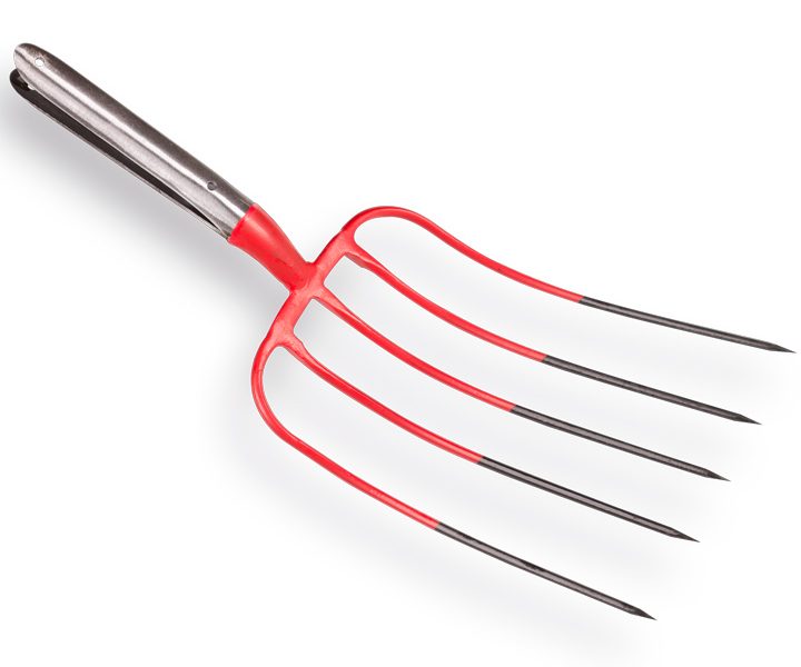 Mestvork OFFNER rood 5 tands, met dubbele veer, zonder steel