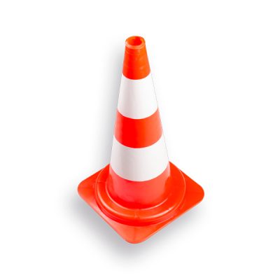 Pilon - Verkeerskegel FOLIEFOL oranje 50cm, harde PE met witte banden