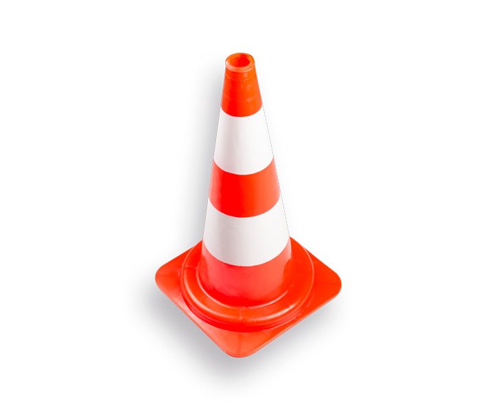 Pilon – Verkeerskegel FOLIEFOL oranje 50cm, harde PE met witte banden